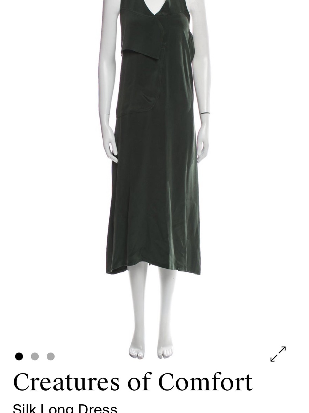 Creatures of Comfort Dark Green Silk Maxi Dress
